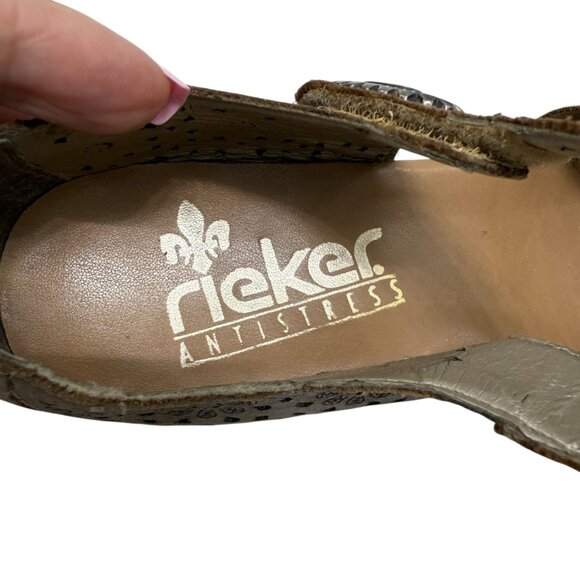 Rieker Antistress Mirjam Mary Jane Leather Gray Boho Comfort Shoes Size 39 / 8 - Picture 7 of 9